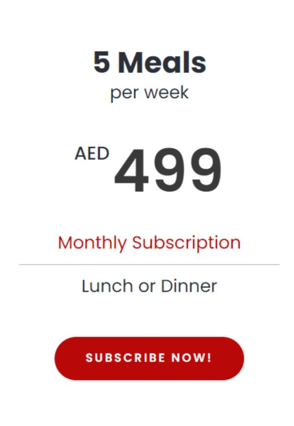 5 Meals Per Week (monthly subscription)