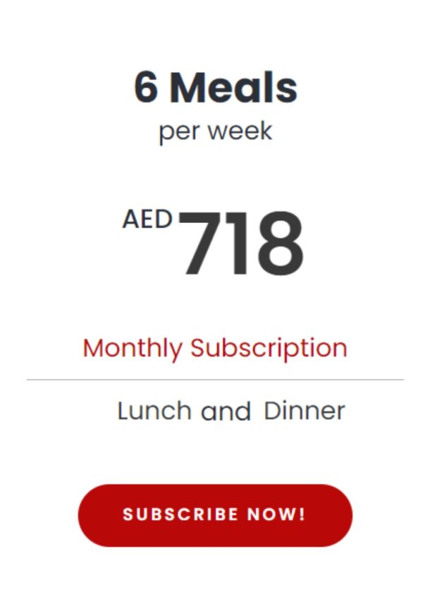 6 Meals Per Week (monthly subscription)